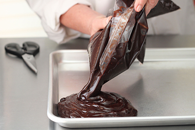 pouring brownie batter