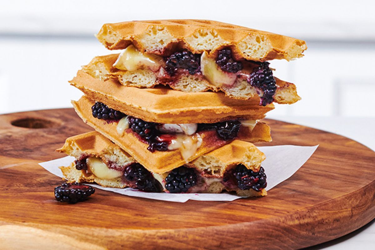Blackberry Brie Grilled Cheese Waffle Sandwich